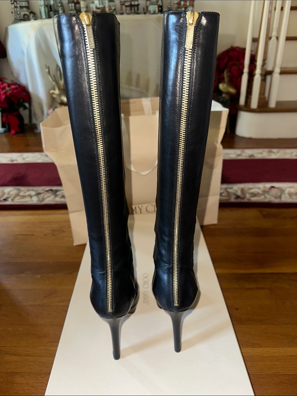 Jimmy Choo Platform Knee-High Boots in Black Leather Only worn ONCE.